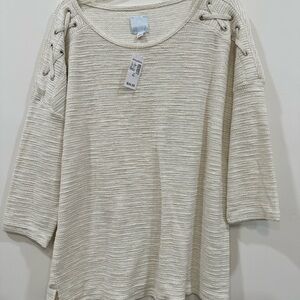 Dressbarn Cream Knit Tunic Top